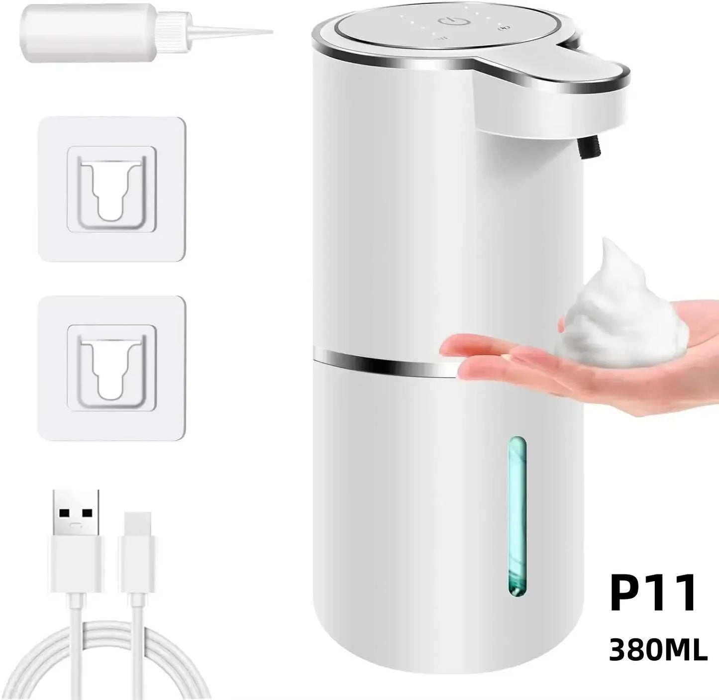 Automatic Touchless Foaming Soap Dispenser - 380ml USB Rechargeable with 4 Adjustable Levels, Eco-Friendly Design