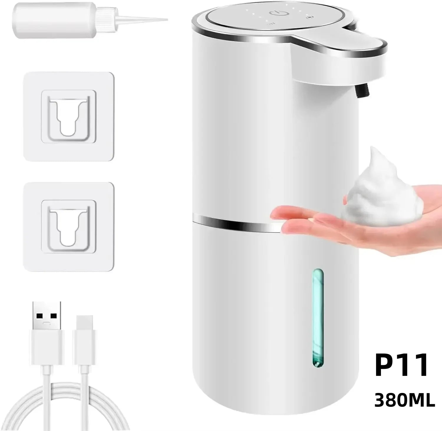 Automatic Touchless Foaming Soap Dispenser - 380ml USB Rechargeable with 4 Adjustable Levels, Eco-Friendly Design