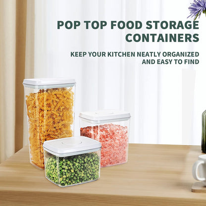 Airtight Food Storage Container Set, 3-Piece (3.5 Qt, 2.1 Qt, 1.3 Qt) - Clear Stackable Canisters with One-Touch Lids for Flour, Cereal, Oats, Sugar, Snacks, and Pantry Essentials for Compact Kitchens