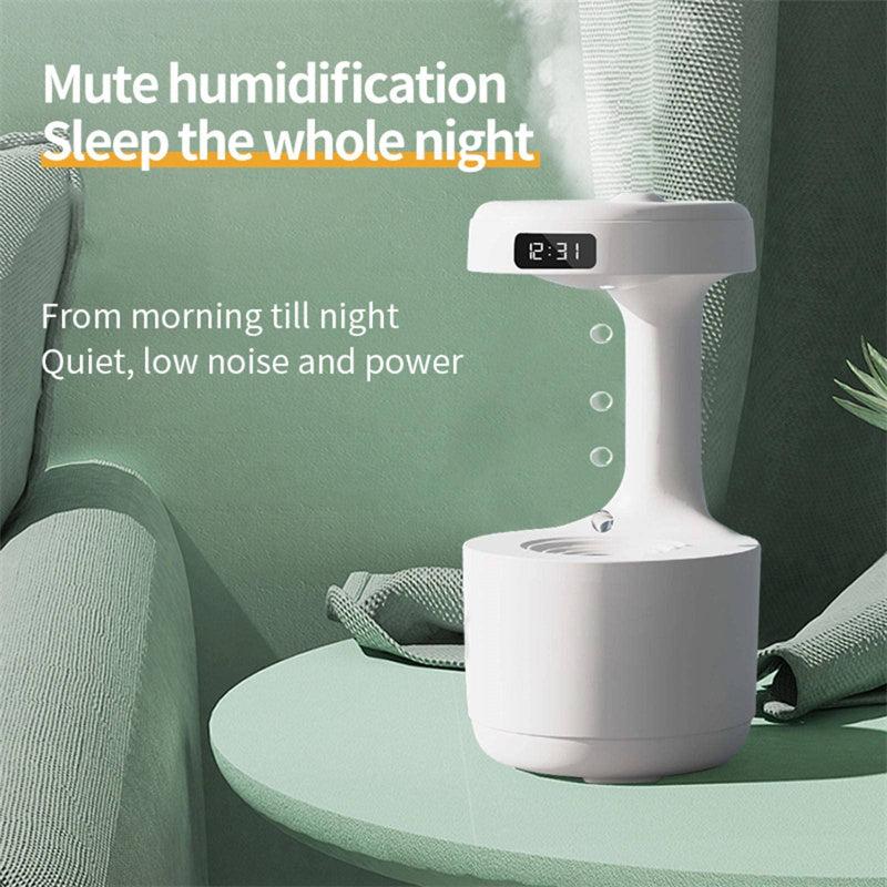 Anti-Gravity Humidifier with Clock and Aroma Diffuser - Large Capacity, Silent Operation for Home and Office Use