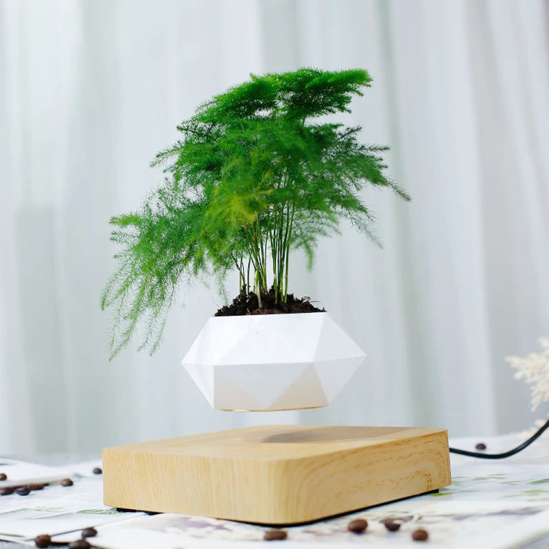 Levitating Air Bonsai Planter - Magnetic Suspension Floating Pot for Desk Decor