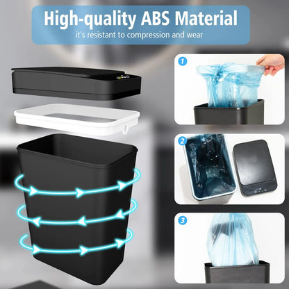 Touchless Automatic Bathroom Trash Can with Lid - Slim Motion Sensor Smart Bin for Bedroom, Office, and Living Room