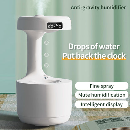 Anti-Gravity Humidifier with Clock and Aroma Diffuser - Large Capacity, Silent Operation for Home and Office Use