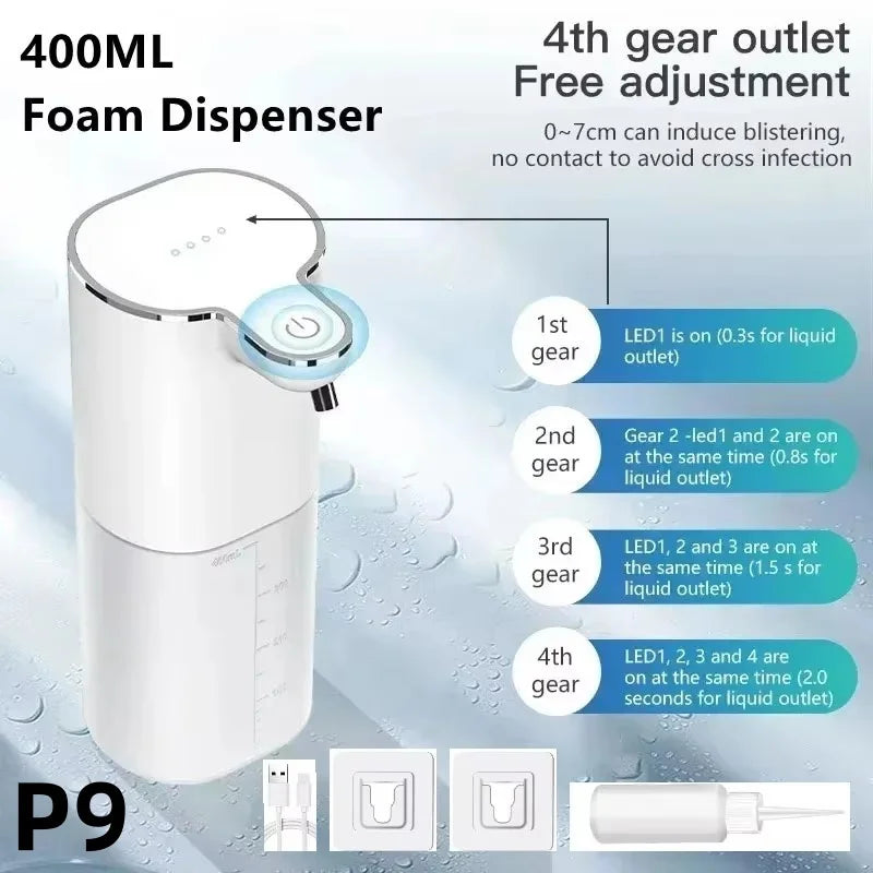 Automatic Touchless Foaming Soap Dispenser - 380ml USB Rechargeable with 4 Adjustable Levels, Eco-Friendly Design