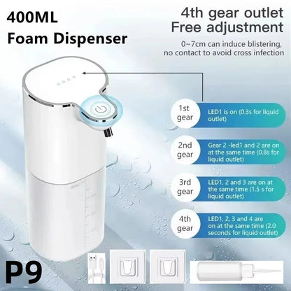 Automatic Touchless Foaming Soap Dispenser - 380ml USB Rechargeable with 4 Adjustable Levels, Eco-Friendly Design