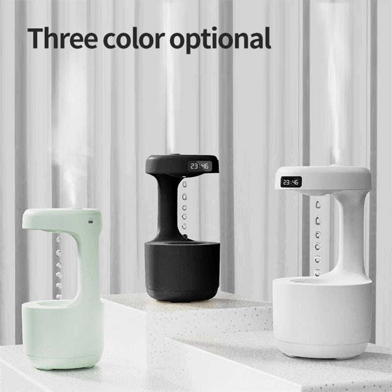 Anti-Gravity Humidifier with Clock and Aroma Diffuser - Large Capacity, Silent Operation for Home and Office Use