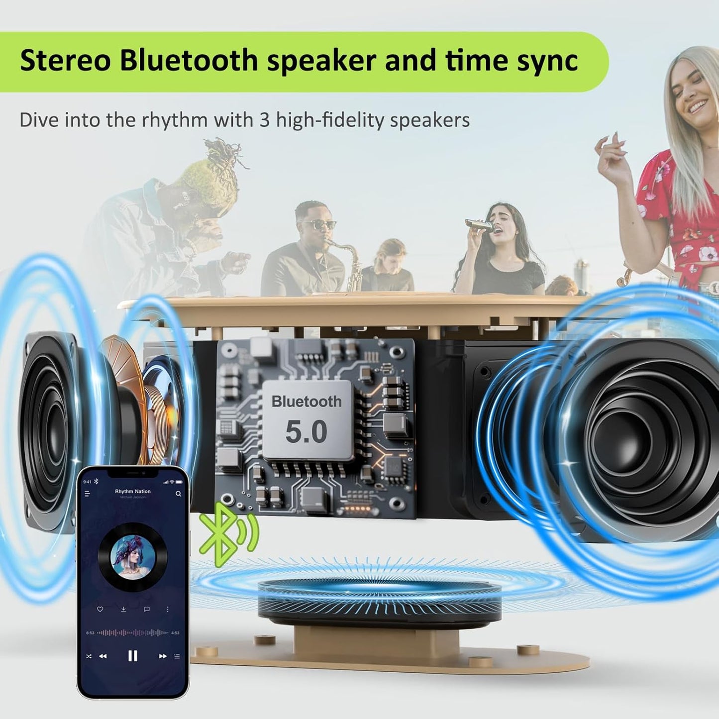 Alarm Clock with Wireless Charging for Apple and Samsung Phones | Enhanced Loud Alarm for Heavy Sleepers, Digital FM Radio with Sleep Timer, Adjustable Brightness, Multiple Alarm Sounds & Volume Levels, USB Charging Port