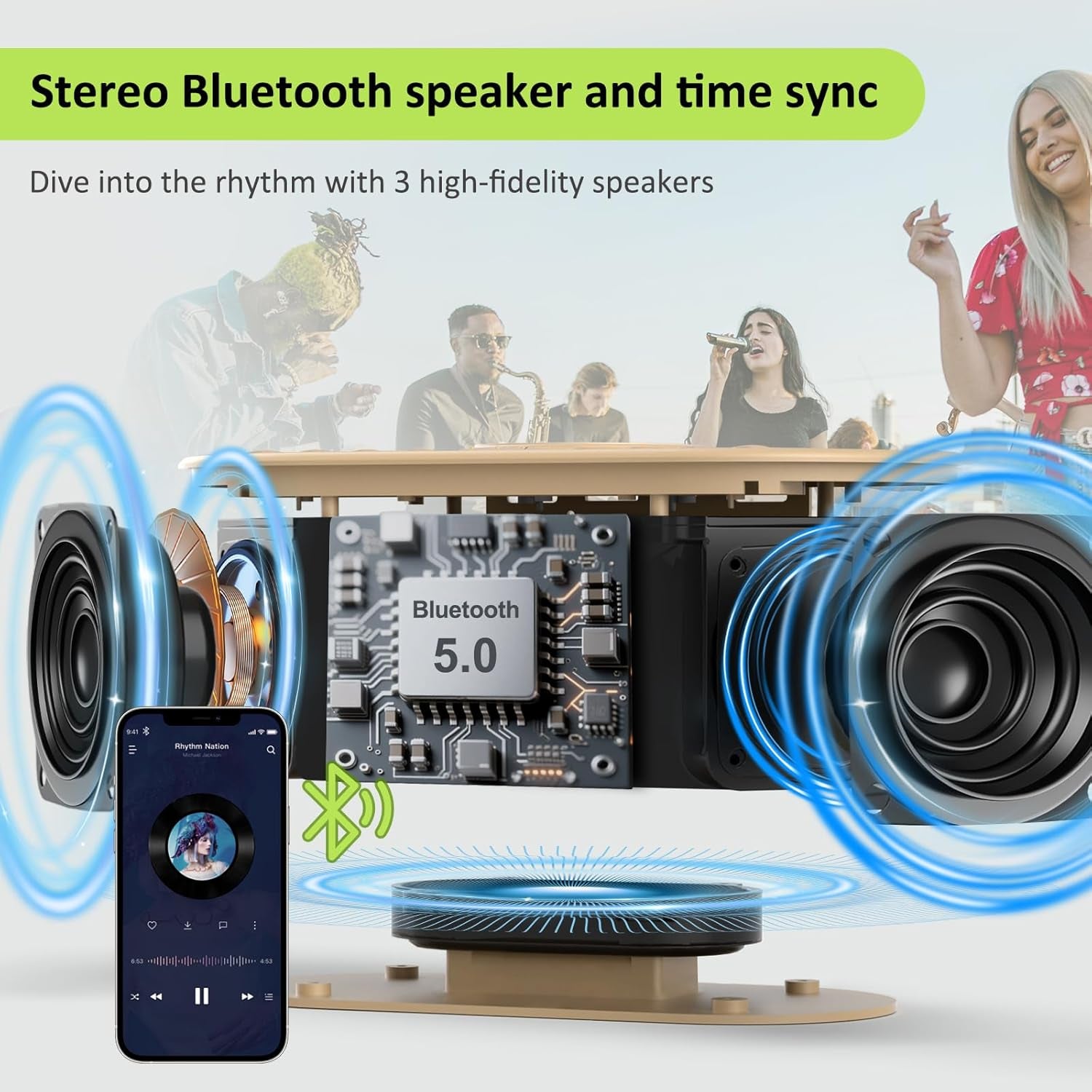 Alarm Clock with Wireless Charging for Apple and Samsung Phones | Enhanced Loud Alarm for Heavy Sleepers, Digital FM Radio with Sleep Timer, Adjustable Brightness, Multiple Alarm Sounds & Volume Levels, USB Charging Port